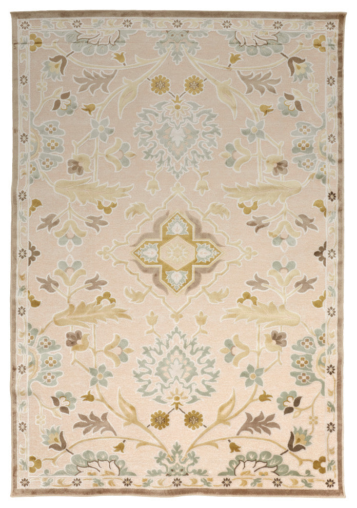 Weave & Wander Soho Mah Soft Chenille Rug, Cream/Blue, 5'3"x7'6"