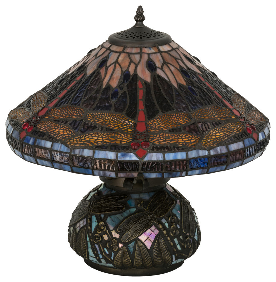 16 High Tiffany Hanginghead Dragonfly Cone Table Lamp