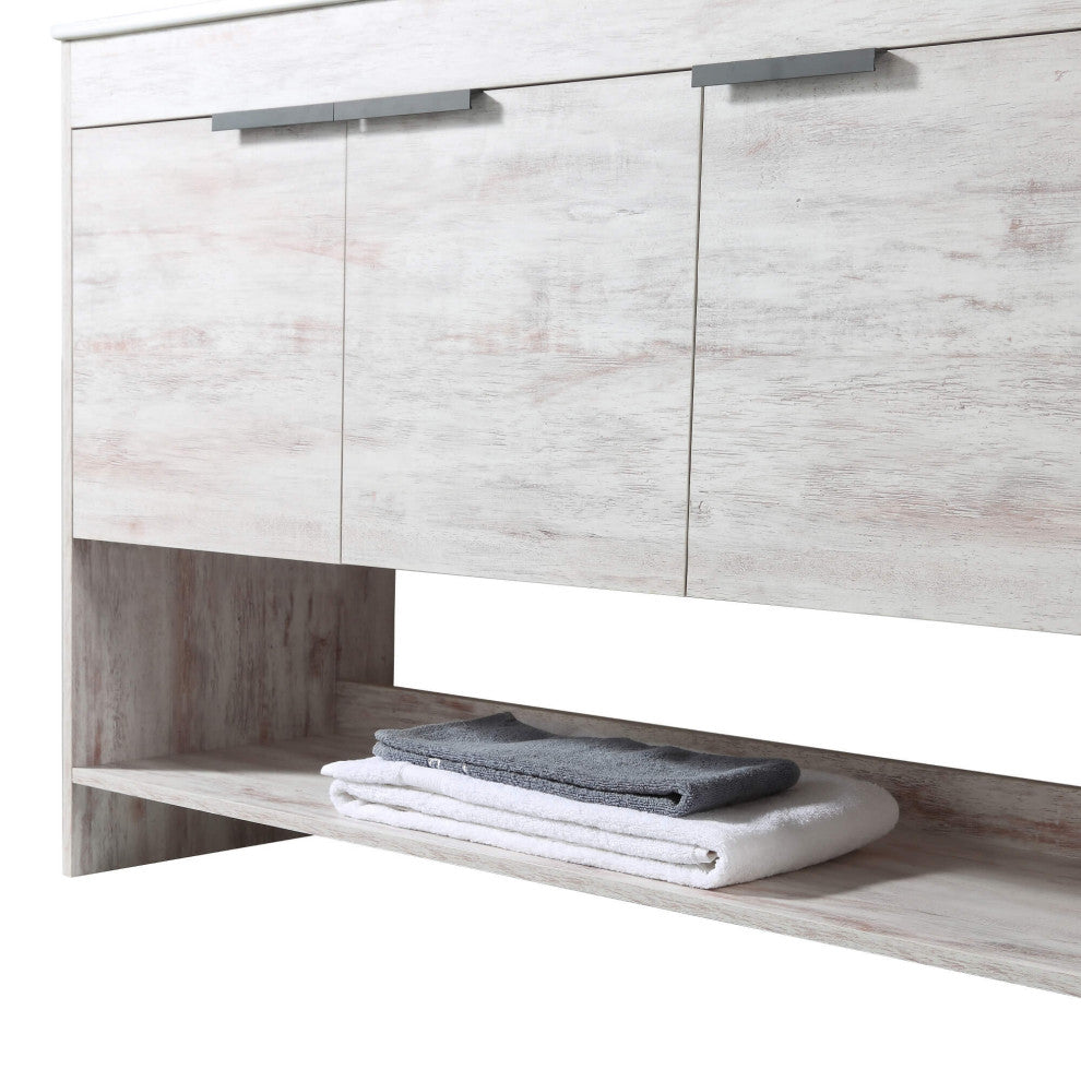 Phoenix Bath Vanity With Ceramic Sink - Full Assembly Required, Rustic White, 48 Inch