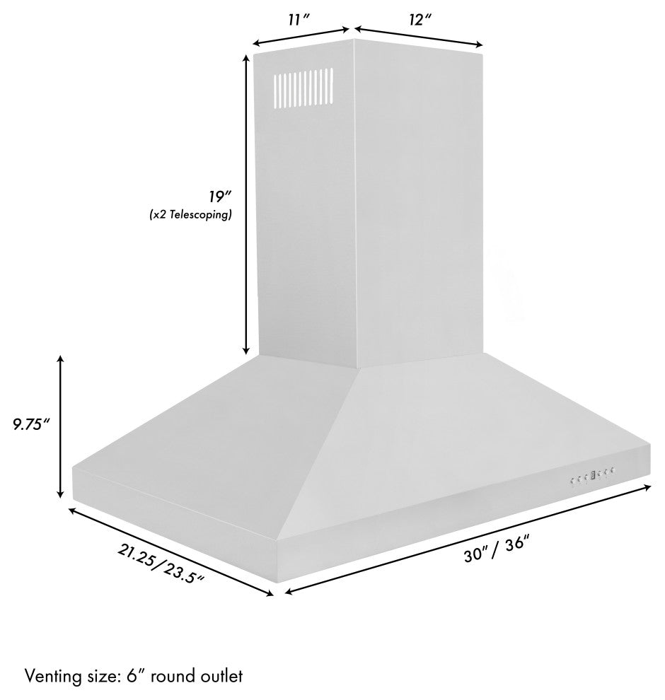 ZLINE 30 in. Island Range Hood, Stainless Steel, KL3i-30