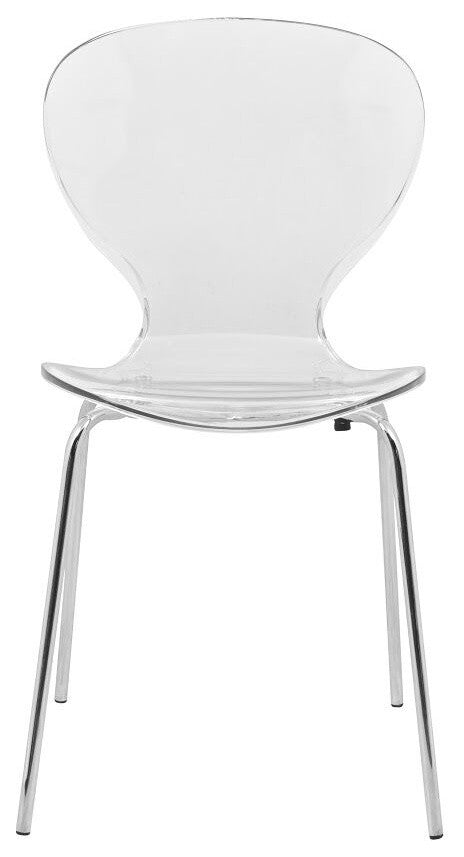 Stackable Plastic Dining Chair with Chrome Legs for Indoor and Outdoor Set of 2, Clear