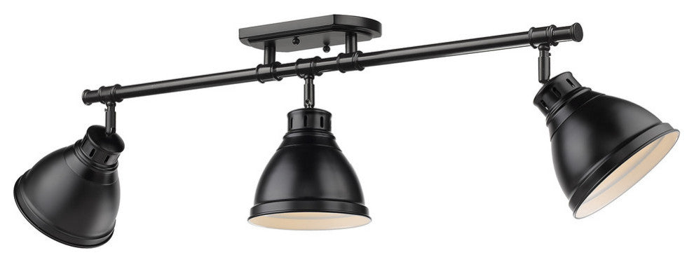 Golden Lighting 3602-3SF-BLK Duncan 3 Light 35"W Fixed Rail - Black / Matte