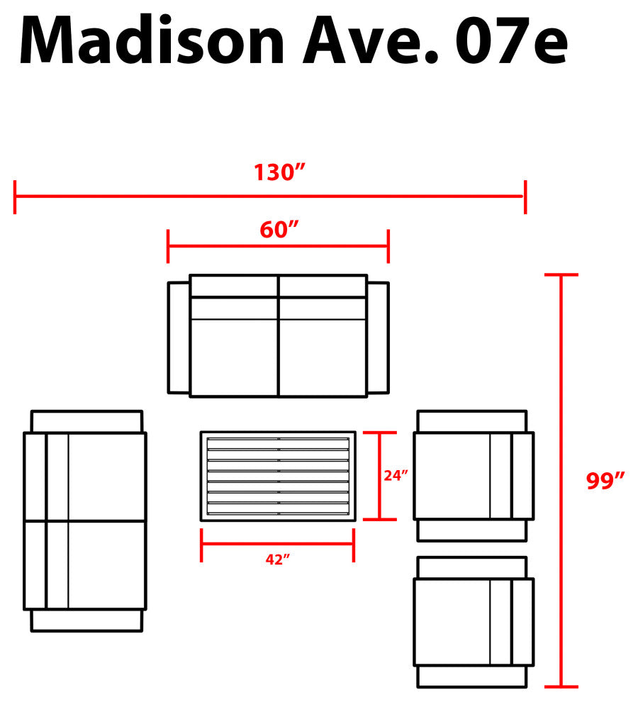 kathy ireland Madison Ave. 7 Piece Aluminum Patio Furniture Set 07e, Cinnamon