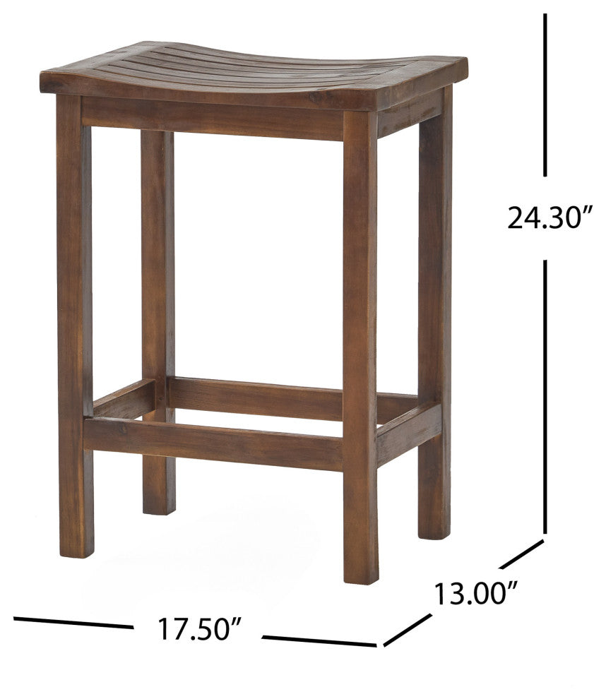 GDF Studio Cindy Outdoor Mahogany Brown Acacia Wood Counter Stool, Set of 4