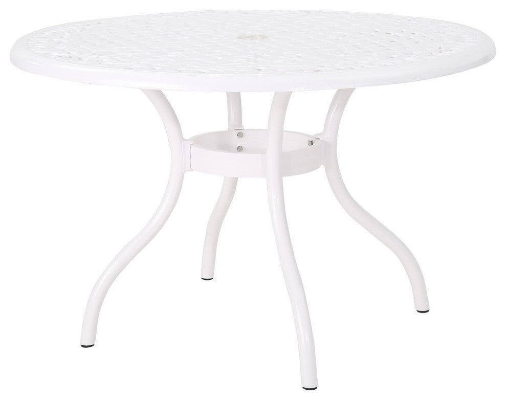 GDF Studio Simon Outdoor Aluminum Round Dining Table, White