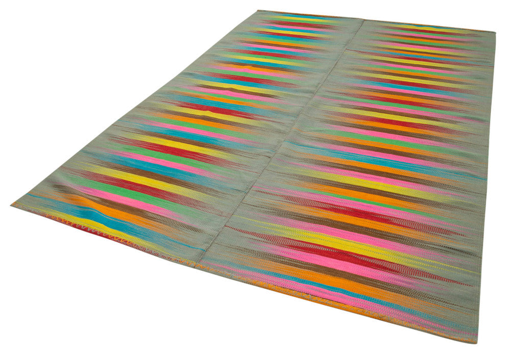 Rug N Carpet - Handmade Turkish 6' 8'' x 9' 8'' Unique Wool Kilim Rug