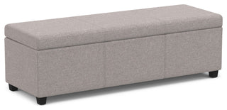 Avalon Extra Large Storage Ottoman Bench, Cloud Grey