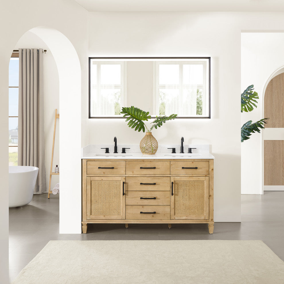 Altair Salome Bathroom Vanity, Weathered Fir, 60", No Mirror