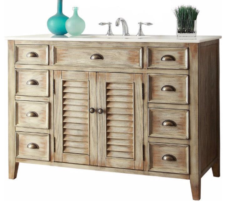 Abbeville Bathroom Vanity, Distressed Beige, 46"