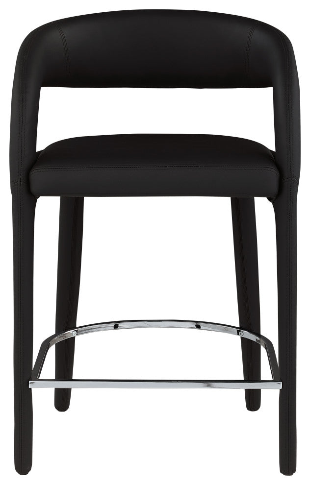 Sylvester Faux Leather Stool, Black