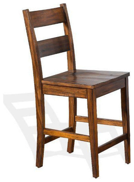 Ladderback Wood Counter Stool 24"H Brown Set Of 2