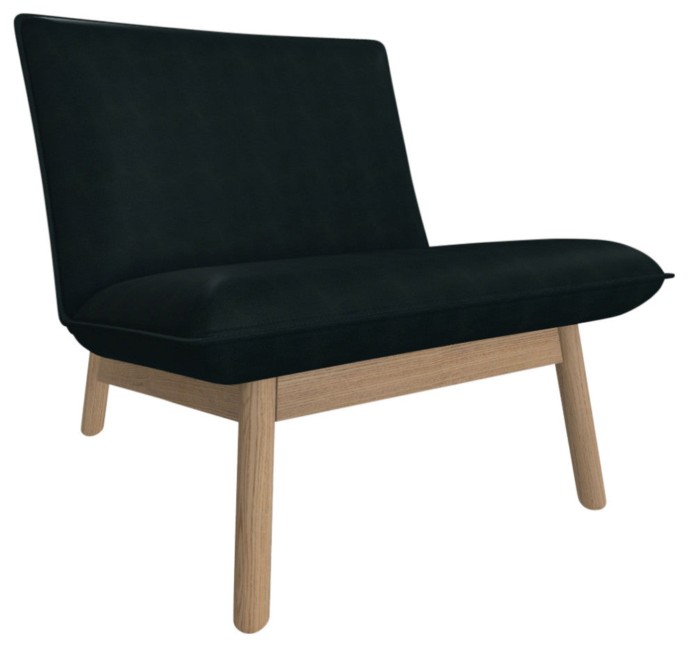 Cantor Leather Lounge Chair, Finish Shown: Dove, Leather Shown: Midnight