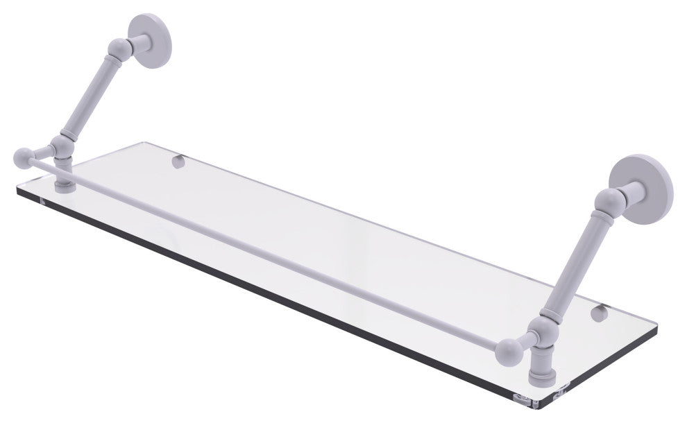 Prestige Skyline 30" Floating Glass Shelf with Gallery Rail, Matte White