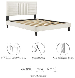 Sofia Channel Tufted Performance Velvet Twin Platform Bed, White
