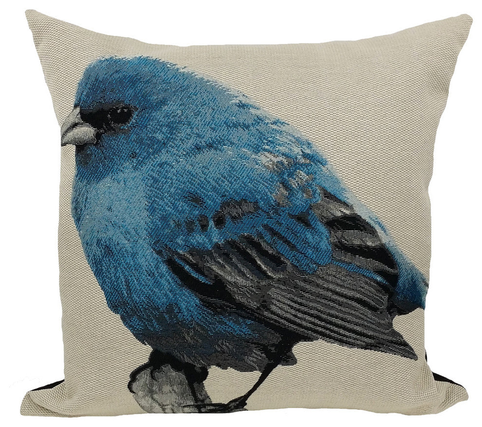 Bird Emboridery Pillow Collection, Blue