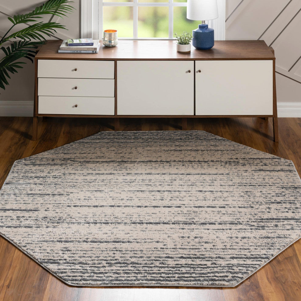 Unique Loom Oasis Calm Area Rug, Cream, 7' 0 X 7' 0 Octagon
