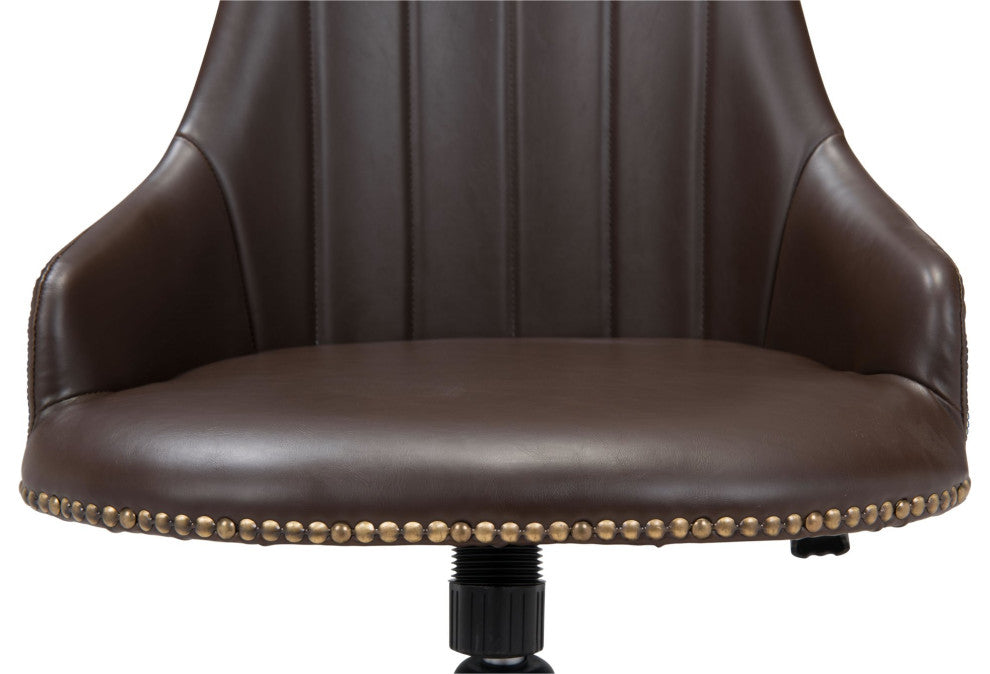 Computer Work Chair, Steel Metal, Fabric, Brown, Gold, Home Business Office