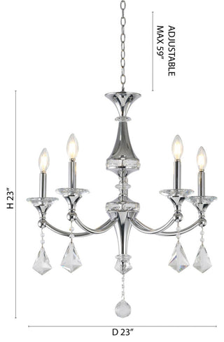5-Light Chrome Chandelier With Clear Crystal Accents