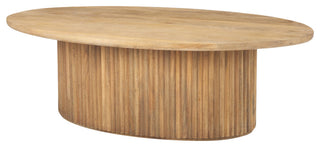 Terra Light Brown Solid Wood Oval Fluted Coffee Table