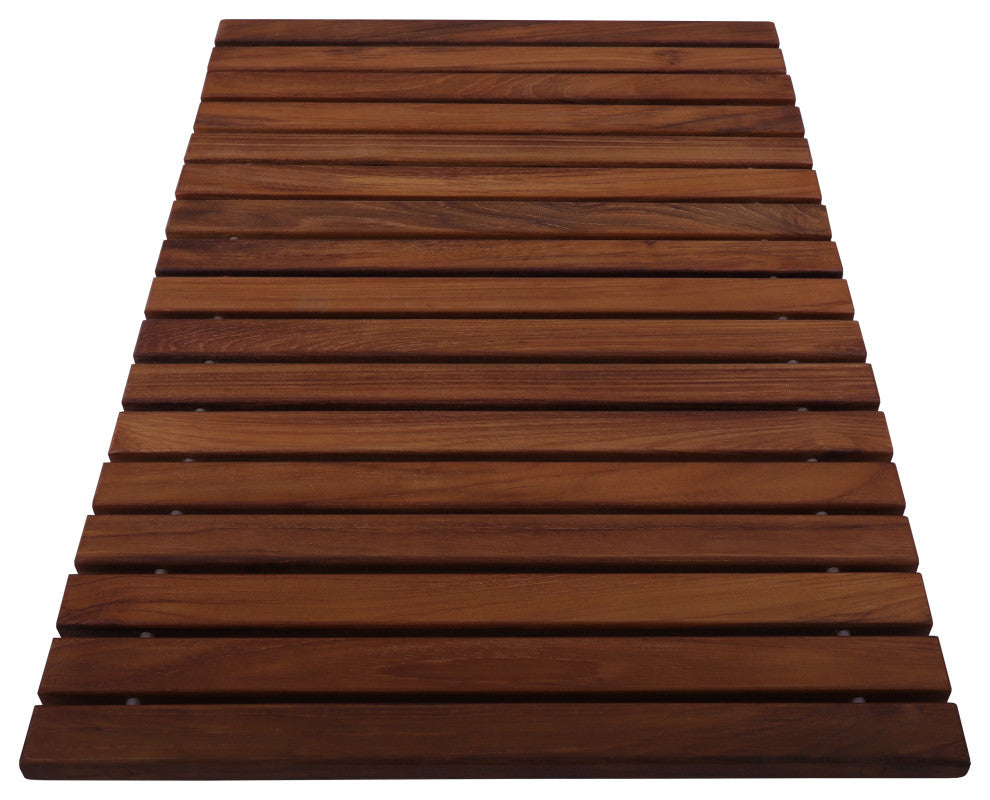 Nordic Style Teak Wood Oiled String Shower Mat with Rubber Feet 23.62" x 15.75"