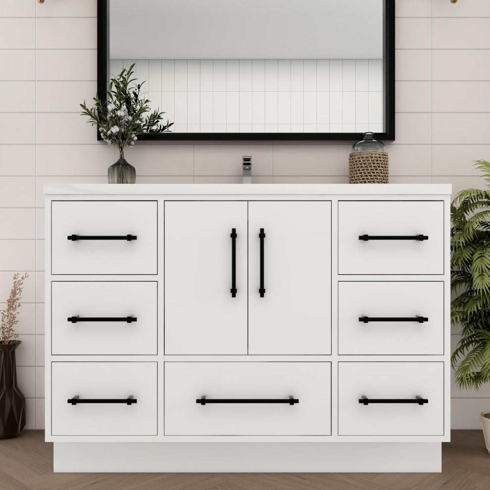 Victoria 48" Solid Wood Bath Vanity, Glossy White
