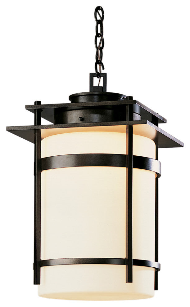 Banded Large Outdoor Fixture, Coastal Black Finish, Opal Glass