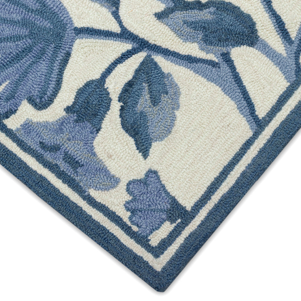 Capri Floral Vine Indoor/Outdoor Rug Blue 2'x8'