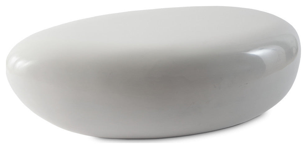 River Stone Cocktail Table Gel Coat, White, Small