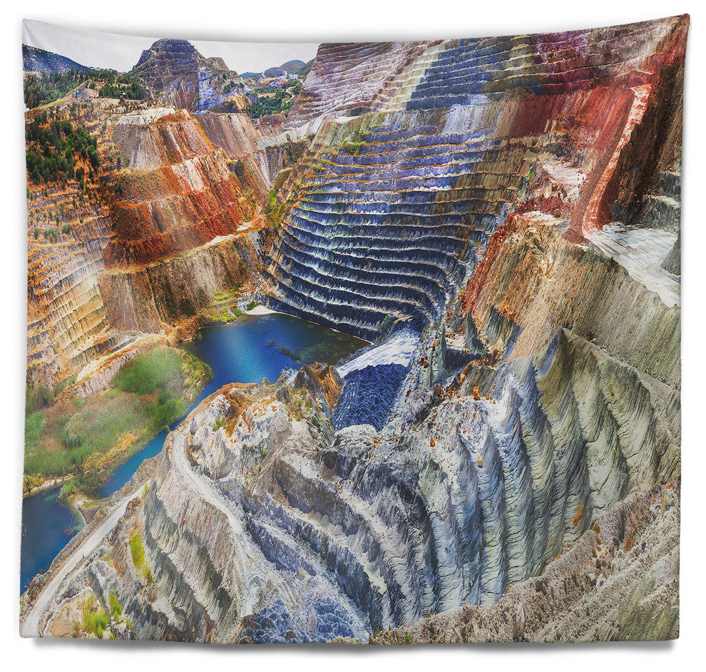 Impressive Mines and Canyon Landscape Wall Tapestry, 80"x68"