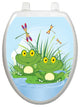 Floating Frogs Toilet Tattoos Seat Cover, Vinyl Lid Decal, Kids Bathroom Decor, Elongated