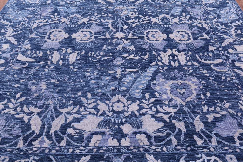 7' Square Hand Knotted Modern Wool Rug Q11893