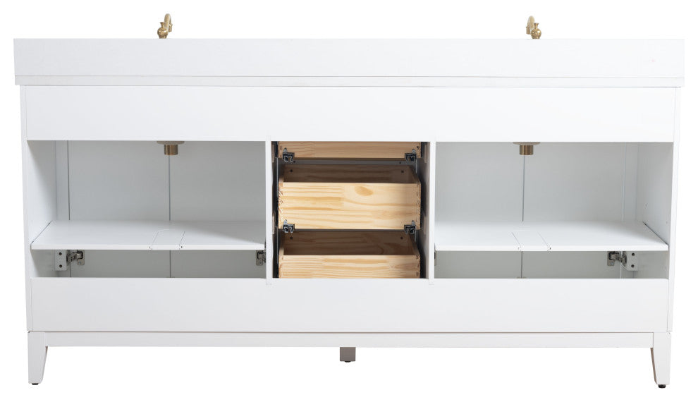 Vanity Art Bathroom Vanity With Sink, White, 72" Double