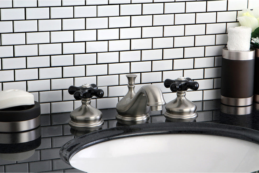 Kingston Brass Widespread Bathroom Faucet With Brass Pop-Up, Brushed Nickel