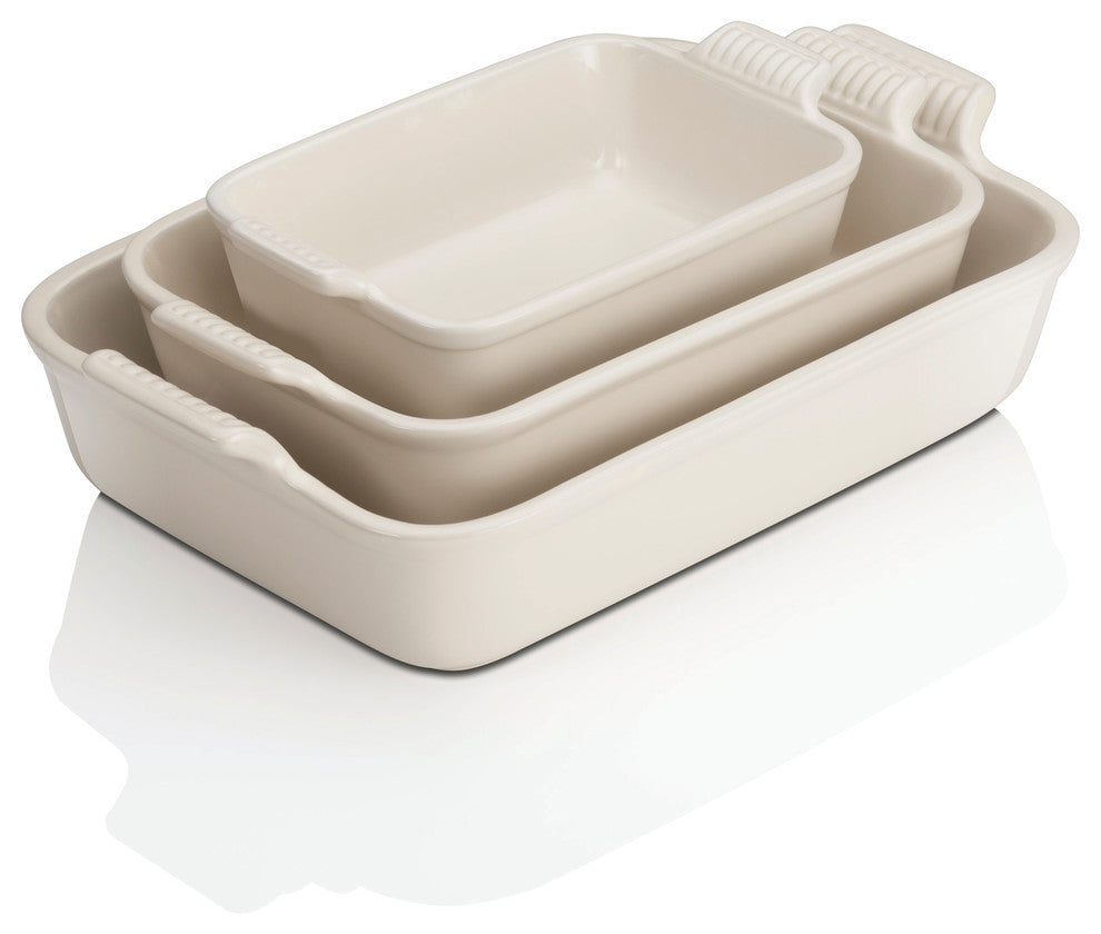 Le Creuset Stoneware Large Heritage Rectangular Dish, Almond