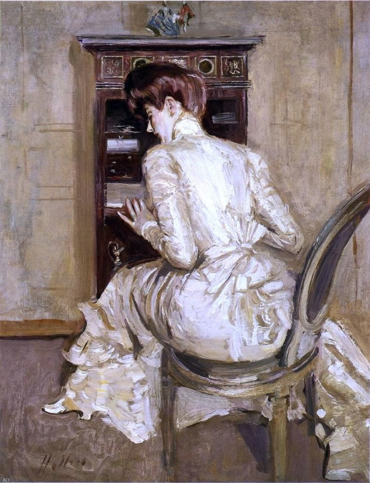 Paul Cesar Helleu Madame Paul Helleu Seated at Her Secretaire Wrapped Canvas