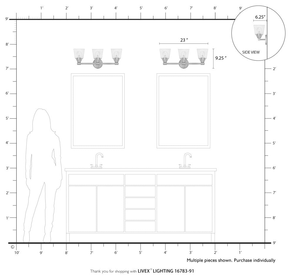 Catania 3-Light Brushed Nickel Vanity Sconce