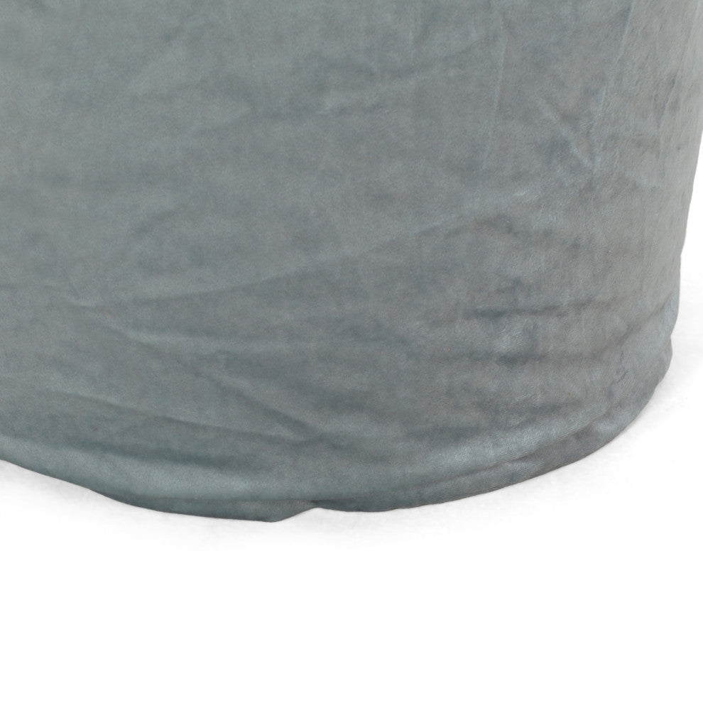 Bleckley Gwinnett Modern Velveteen Cylinder Pouf, Seafoam Blue