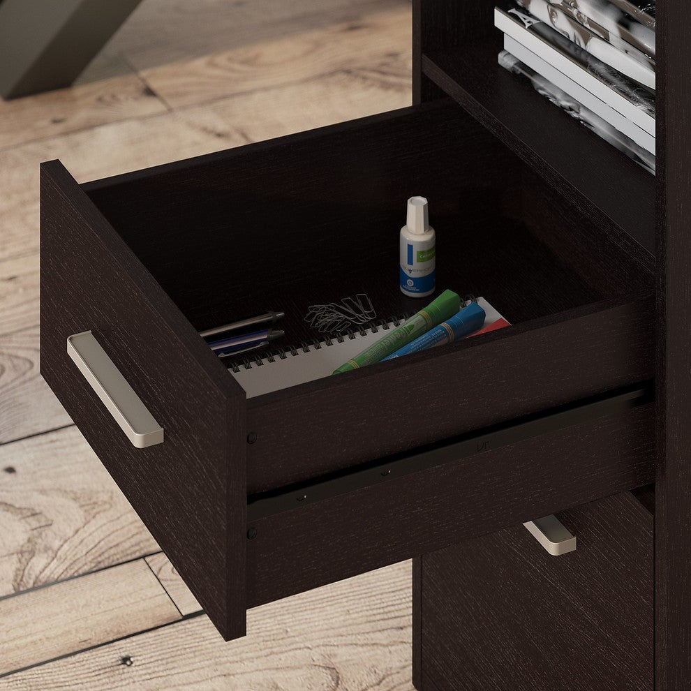Bush Torte Computer Desk With File Cabinet and Bookcase, Espresso Oak
