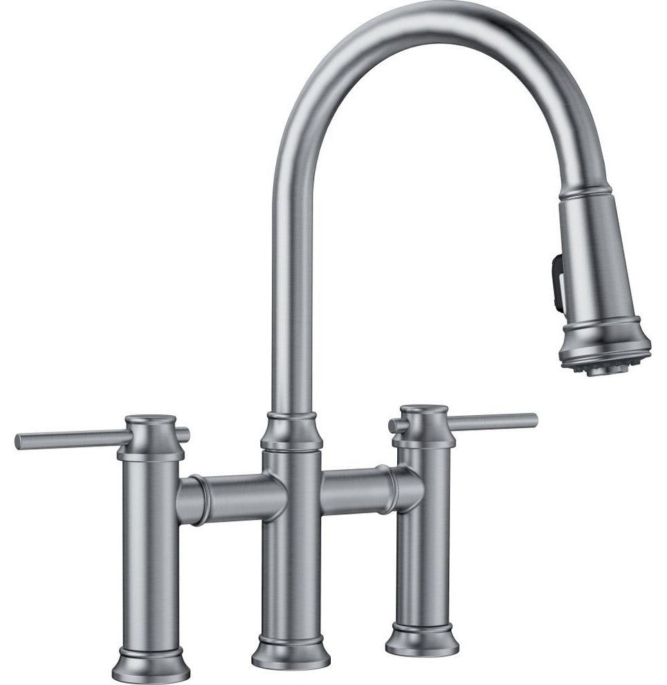 Blanco 442505 Empressa 1-Handle Pull-Down Bridge Faucets, Stainless