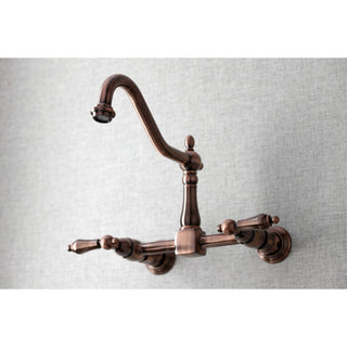 KS124ALAC Heritage Wall Mount Bridge Kitchen Faucet, Antique Copper