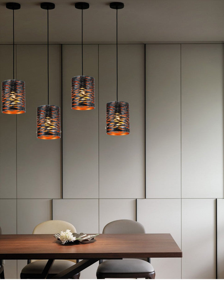 Mini Pierced hanging light black cage hollow-carved pendant light