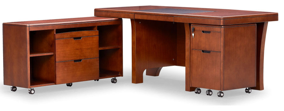 70"� Modern Quincy Light Cherry Wood Desk Rolling Return Storage Keyboard Tray