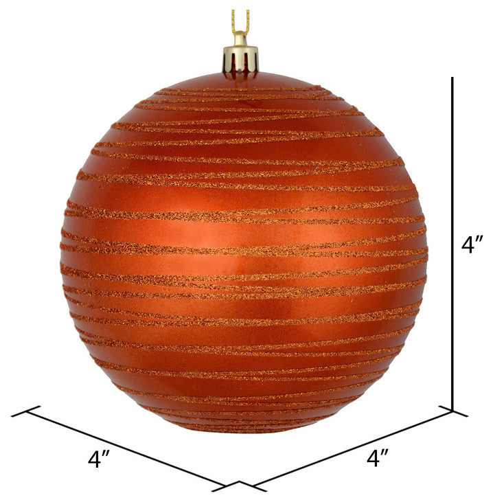 Vickerman N187618D 4" Burnished Orange Candy Finish Ball Ornament With Glitter