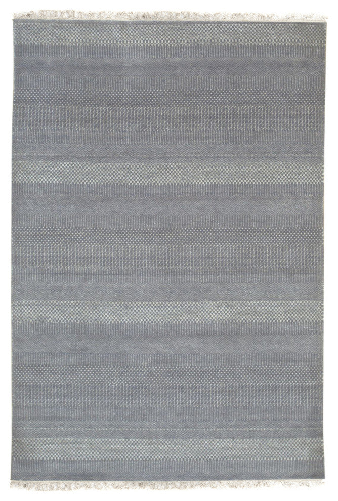 Ivory Contemporary Geometric Transitional High-Low Area Rug