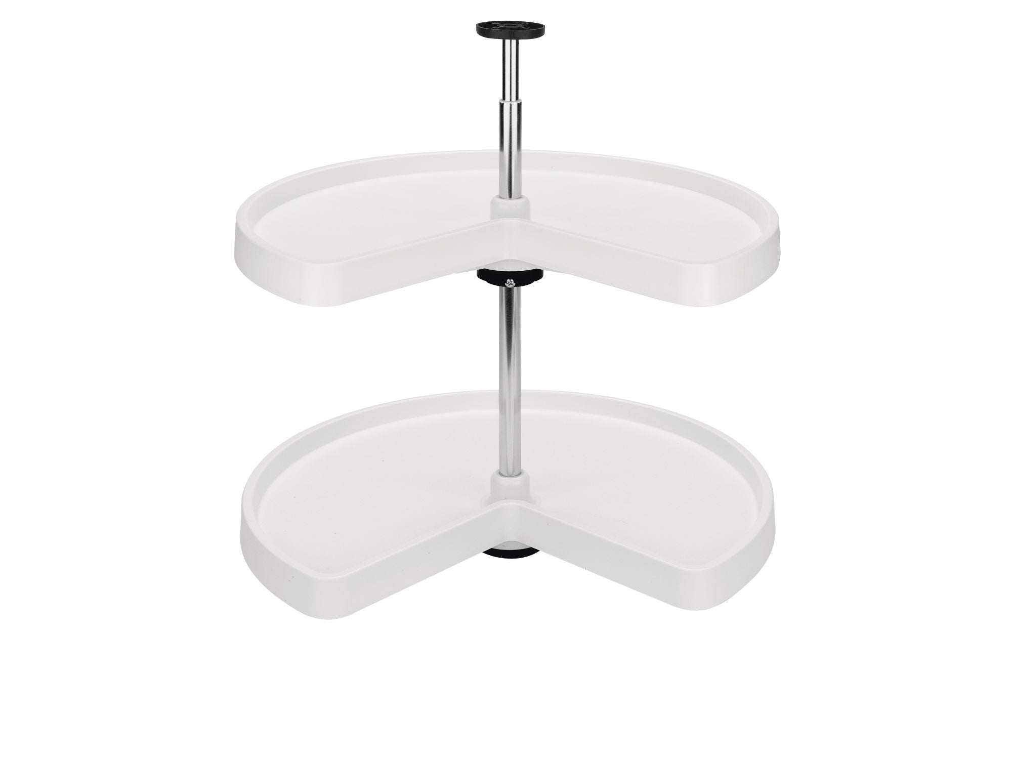 Value Line Polymer Kidney 2-Shelf Lazy Susans for Corner Base, White, 24"W