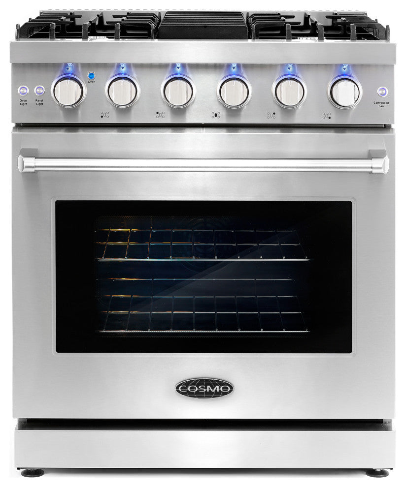 5-Piece Kitchen, 30" Freestanding Gas Range and 30" Island Range Hood