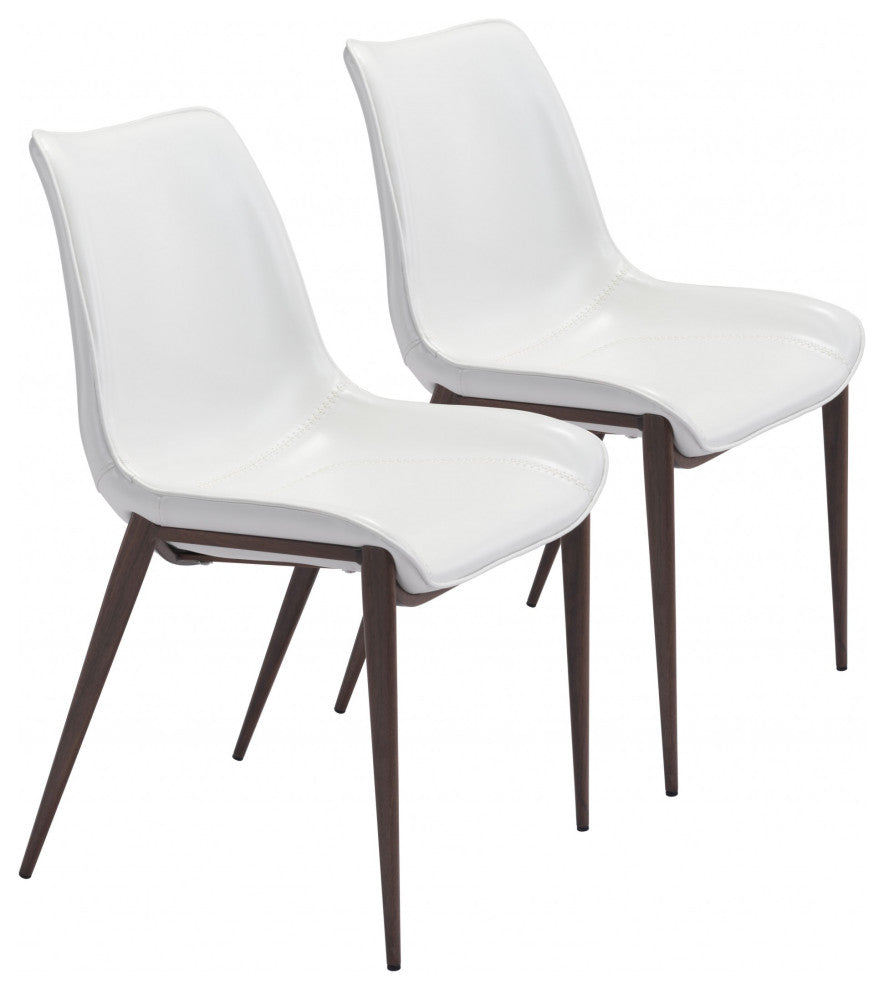 Stich White Faux Leather Side or Dining Chairs Set of 2 Chairs