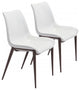 Stich White Faux Leather Side or Dining Chairs Set of 2 Chairs