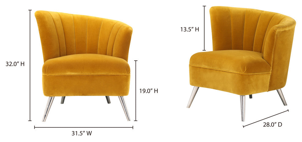 Retro Layan Accent Chair Right Yellow - Yellow