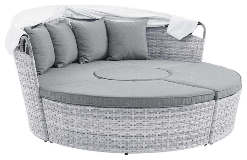 Scottsdale Canopy Outdoor Patio Daybed Light Gray Gray -4442